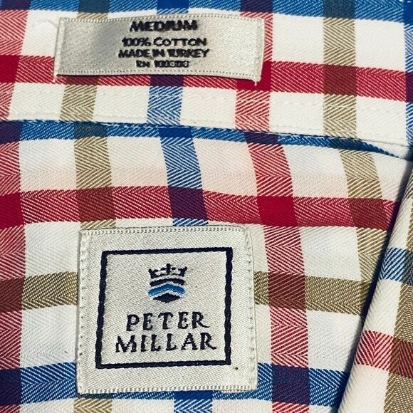 Peter Millar Men’s Sz Med Plaid Casual Cotton Button Down Shirt - Picture 5 of 5
